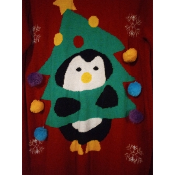 Musical-Lights Holiday Sweater Penguin & Tree plays Jingle Bells (instrumental)M - Picture 2 of 10